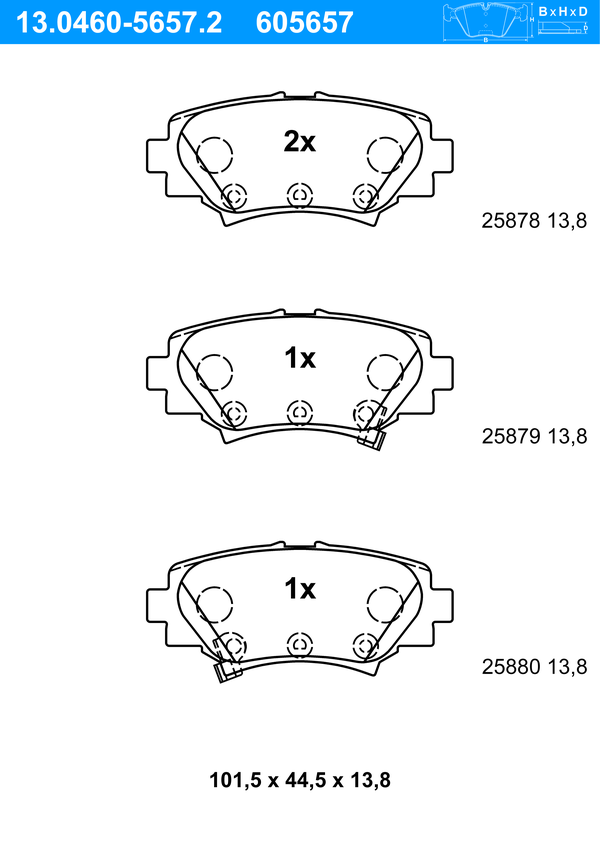 Jeu de 4 plaquettes de frein | ATE