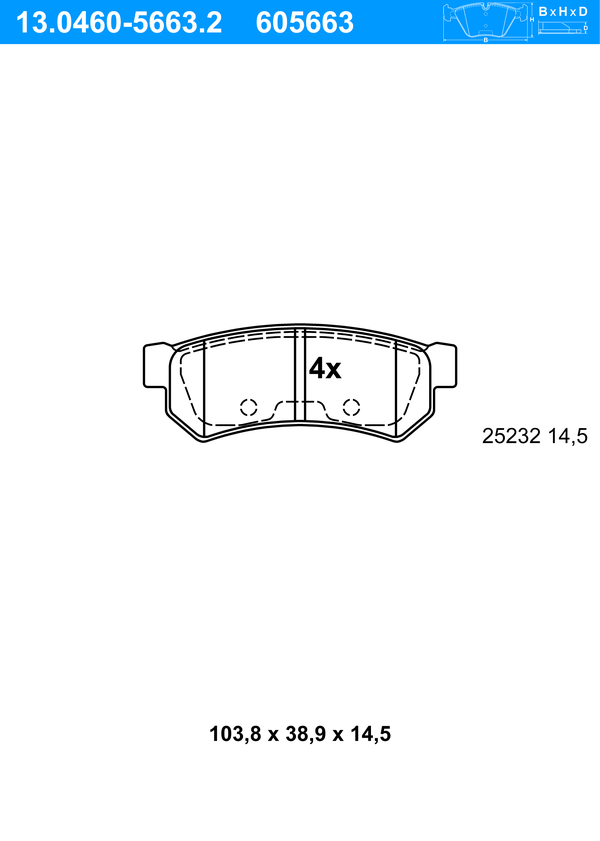 Jeu de 4 plaquettes de frein | ATE
