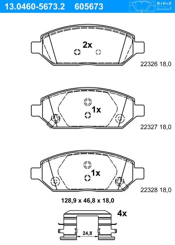 Jeu de 4 plaquettes de frein | ATE
