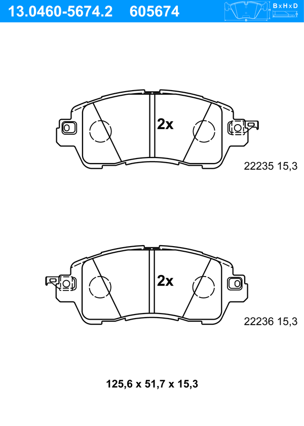 Jeu de 4 plaquettes de frein | ATE