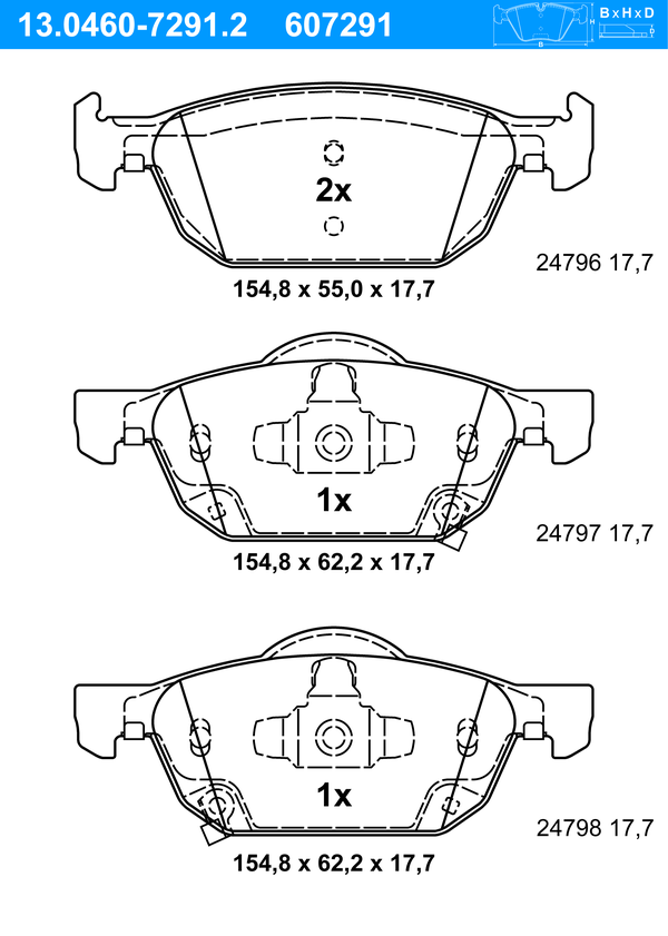 Jeu de 4 plaquettes de frein | ATE