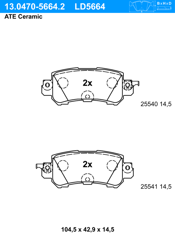 Kit de plaquettes de frein, frein à disque ATE Ceramic | ATE