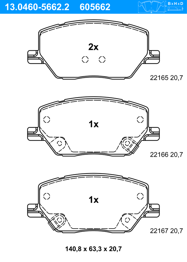Jeu de 4 plaquettes de frein | ATE