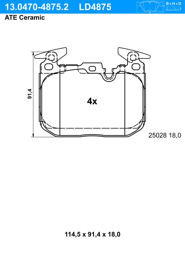 Kit de plaquettes de frein, frein à disque ATE Ceramic | ATE