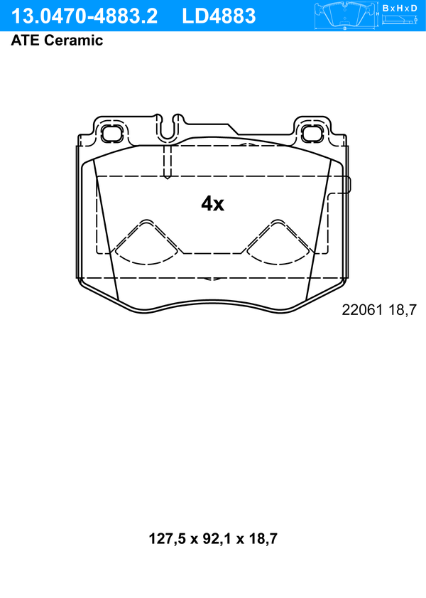 Kit de plaquettes de frein, frein à disque ATE Ceramic | ATE