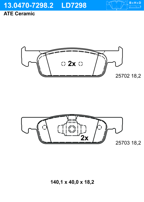 Kit de plaquettes de frein, frein à disque ATE Ceramic | ATE