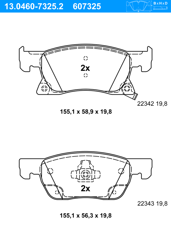 Jeu de 4 plaquettes de frein | ATE