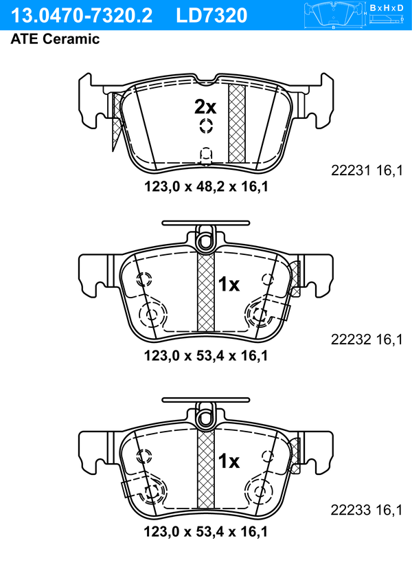 Kit de plaquettes de frein, frein à disque ATE Ceramic | ATE