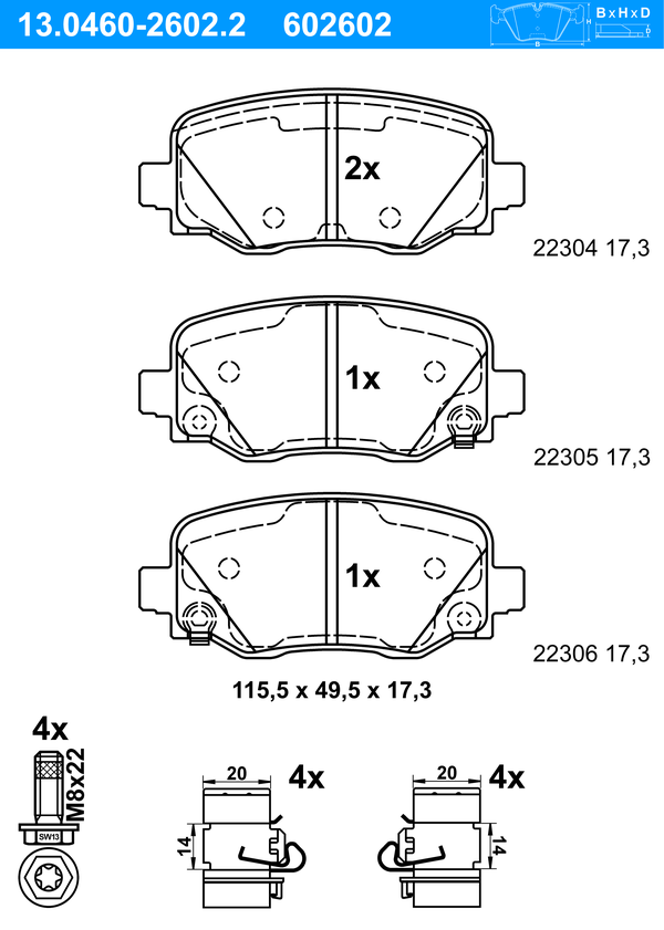 Kit de plaquettes de frein, frein à disque | ATE