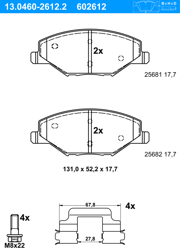 Kit de plaquettes de frein, frein à disque | ATE