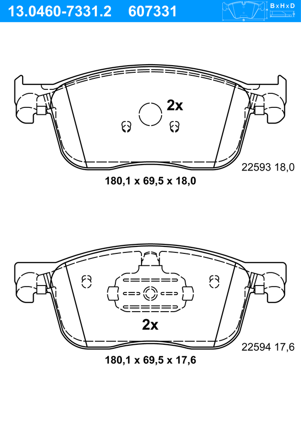 Kit de plaquettes de frein, frein à disque | ATE