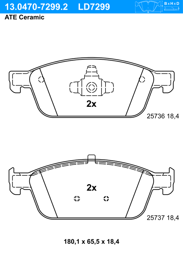 Kit de plaquettes de frein, frein à disque ATE Ceramic | ATE