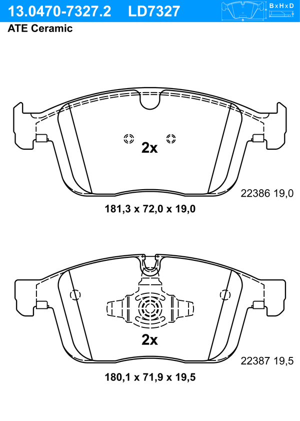Kit de plaquettes de frein, frein à disque ATE Ceramic | ATE