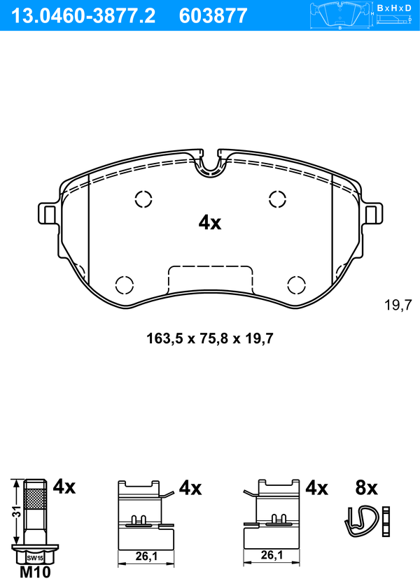 Kit de plaquettes de frein, frein à disque | ATE