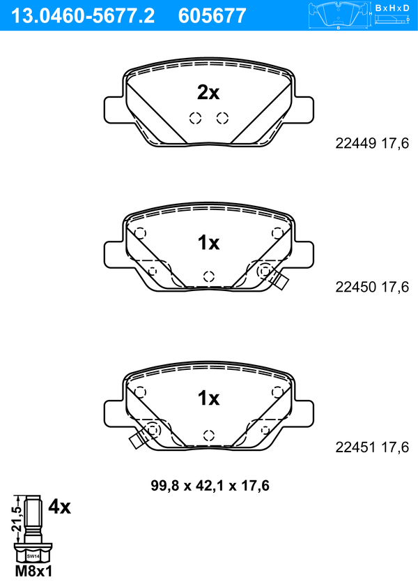 Kit de plaquettes de frein, frein à disque | ATE