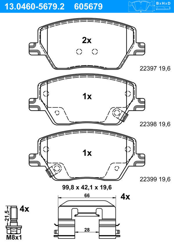 Kit de plaquettes de frein, frein à disque | ATE