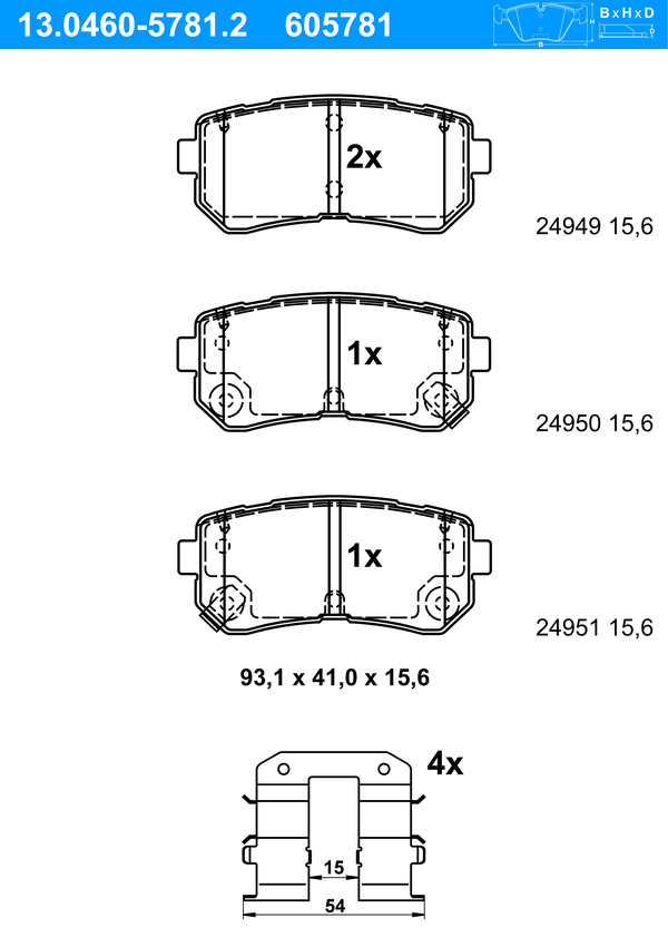Kit de plaquettes de frein, frein à disque | ATE