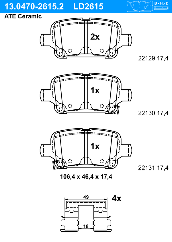Kit de plaquettes de frein, frein à disque ATE Ceramic | ATE