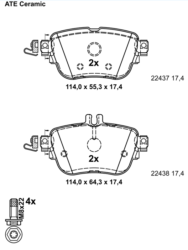 Kit de plaquettes de frein, frein à disque ATE Ceramic | ATE