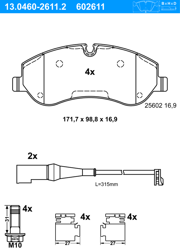 Kit de plaquettes de frein, frein à disque | ATE