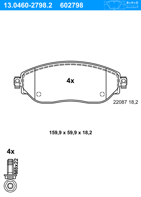 Kit de plaquettes de frein, frein à disque | ATE