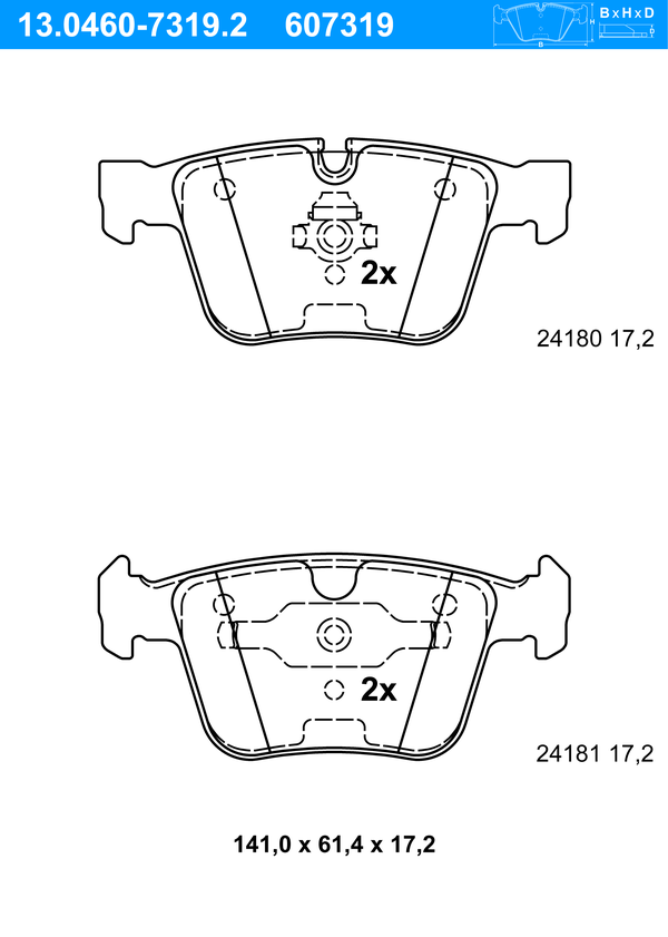 Kit de plaquettes de frein, frein à disque | ATE