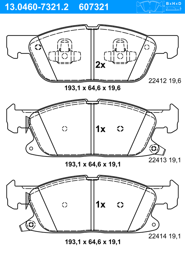 Kit de plaquettes de frein, frein à disque | ATE