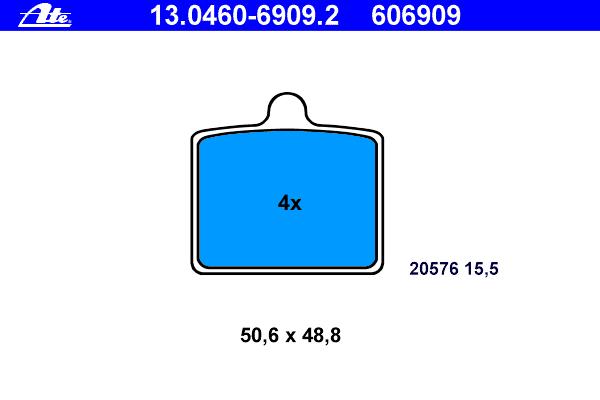 Jeu de 4 plaquettes de frein | ATE
