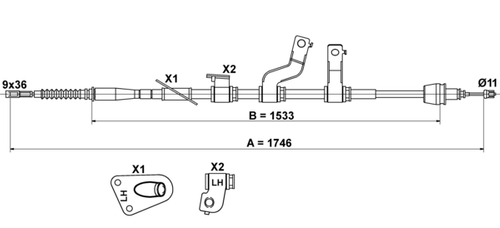 Image du produit pour Tirette à câble, frein de stationnement