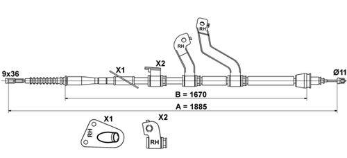 Image du produit pour Tirette à câble, frein de stationnement