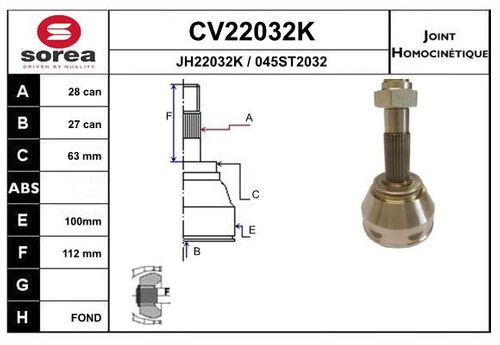 Image du produit pour Jeu de joints, arbre de transmission