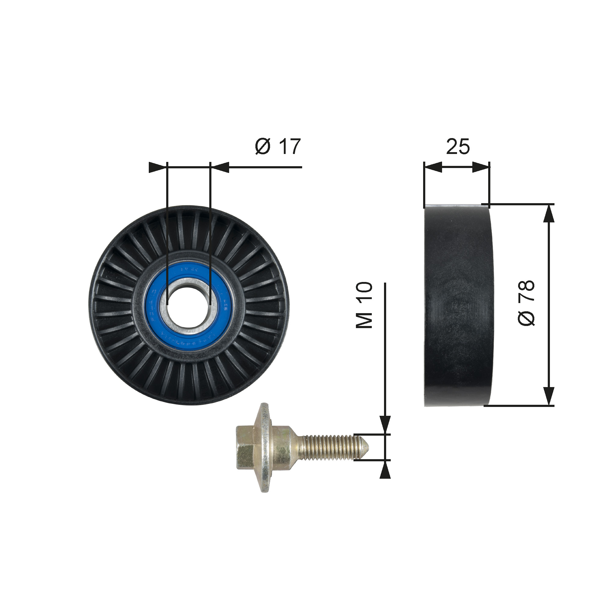 Poulie renvoi/transmission, courroie trapézoïdale à nervures DriveAlign® | GATES