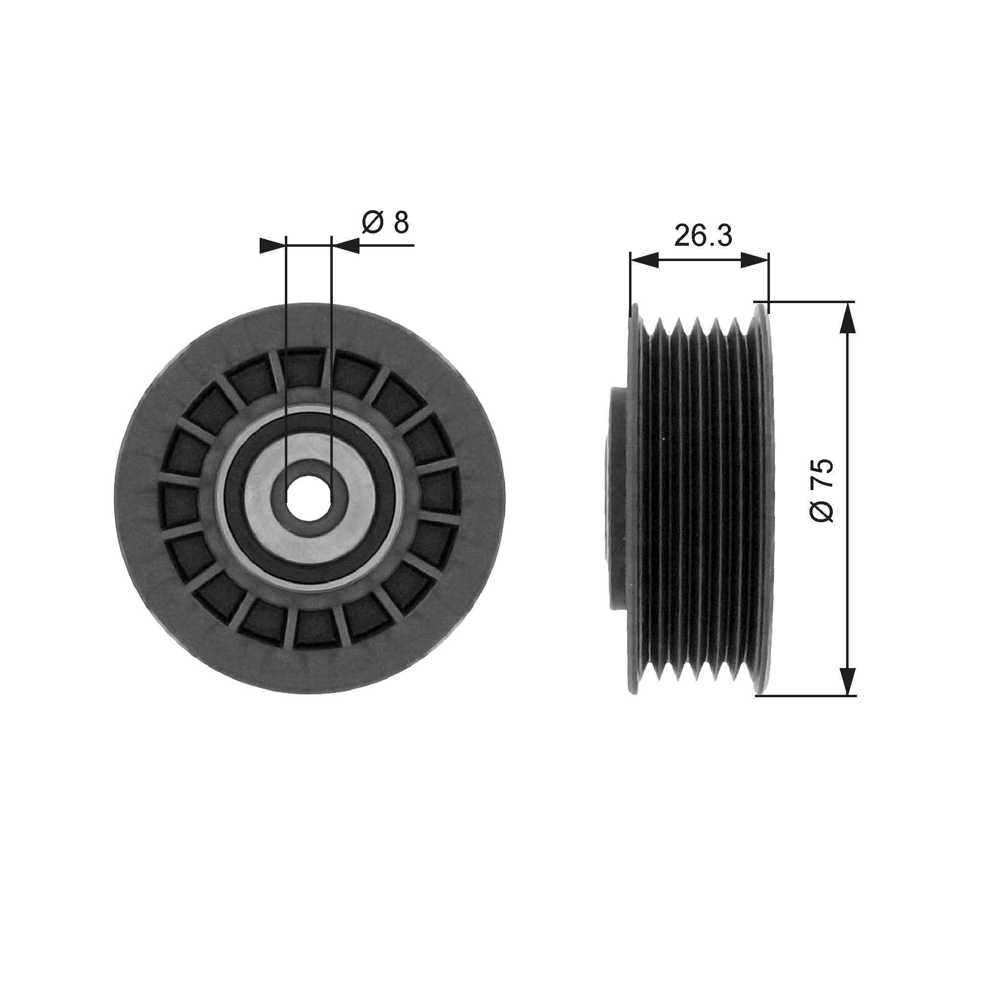 Poulie renvoi/transmission, courroie trapézoïdale à nervures DriveAlign® | GATES