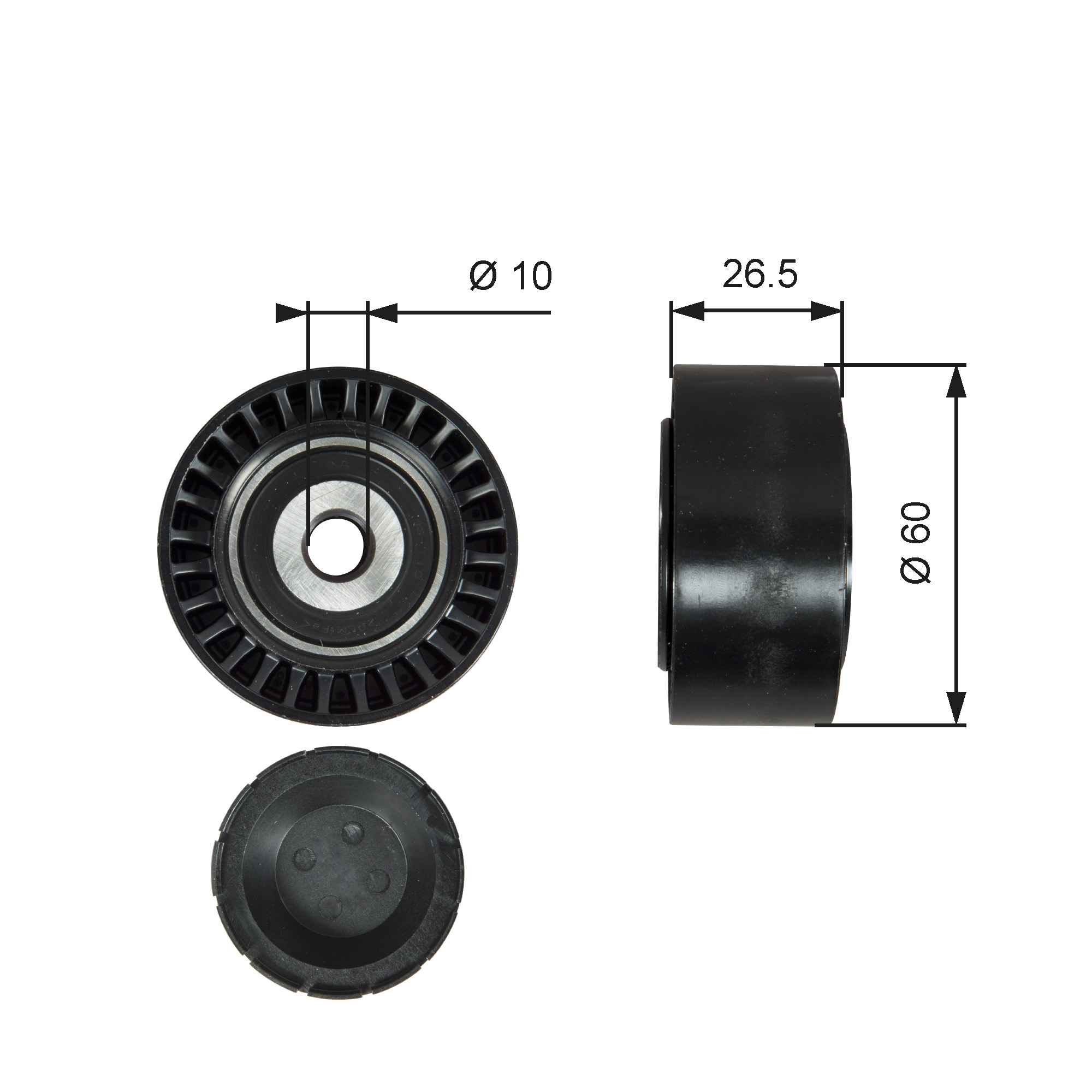 Poulie renvoi/transmission, courroie trapézoïdale à nervures DriveAlign® | GATES