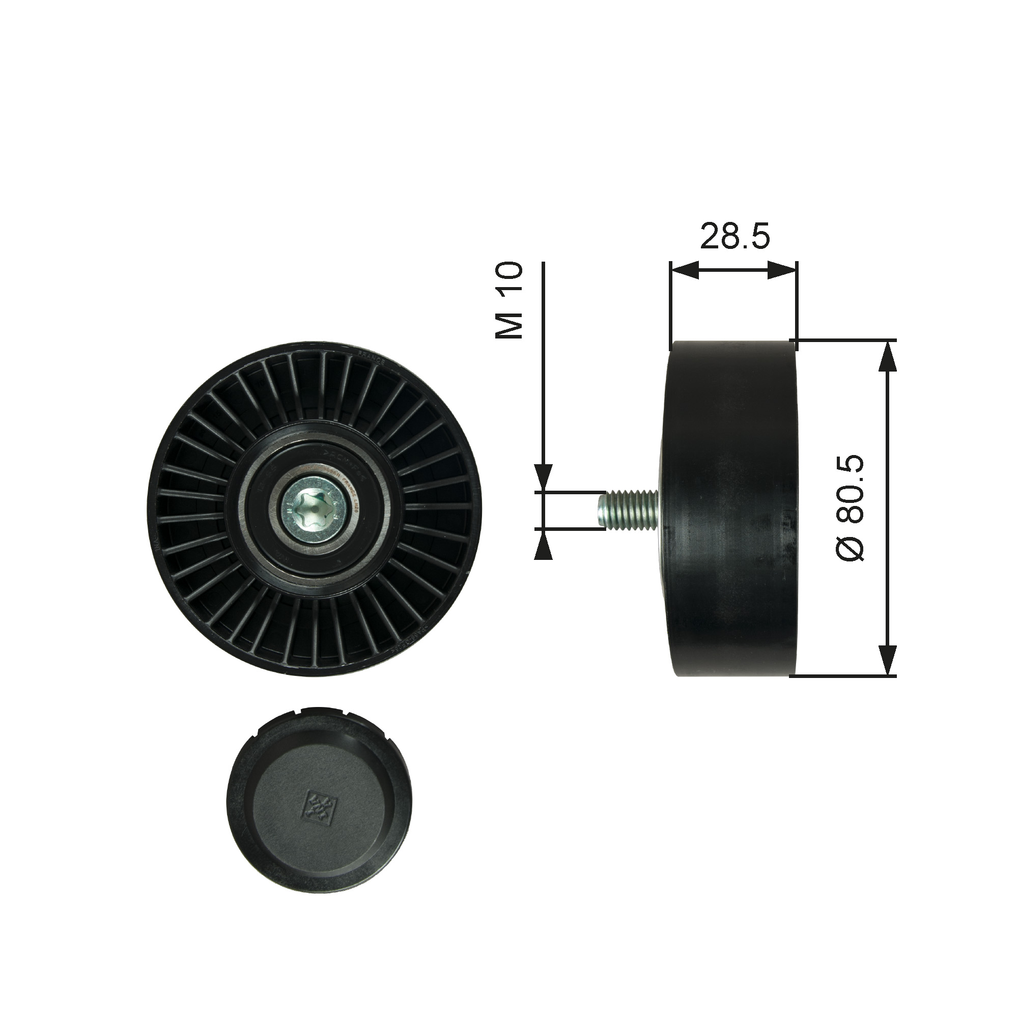 Poulie renvoi/transmission, courroie trapézoïdale à nervures DriveAlign® | GATES
