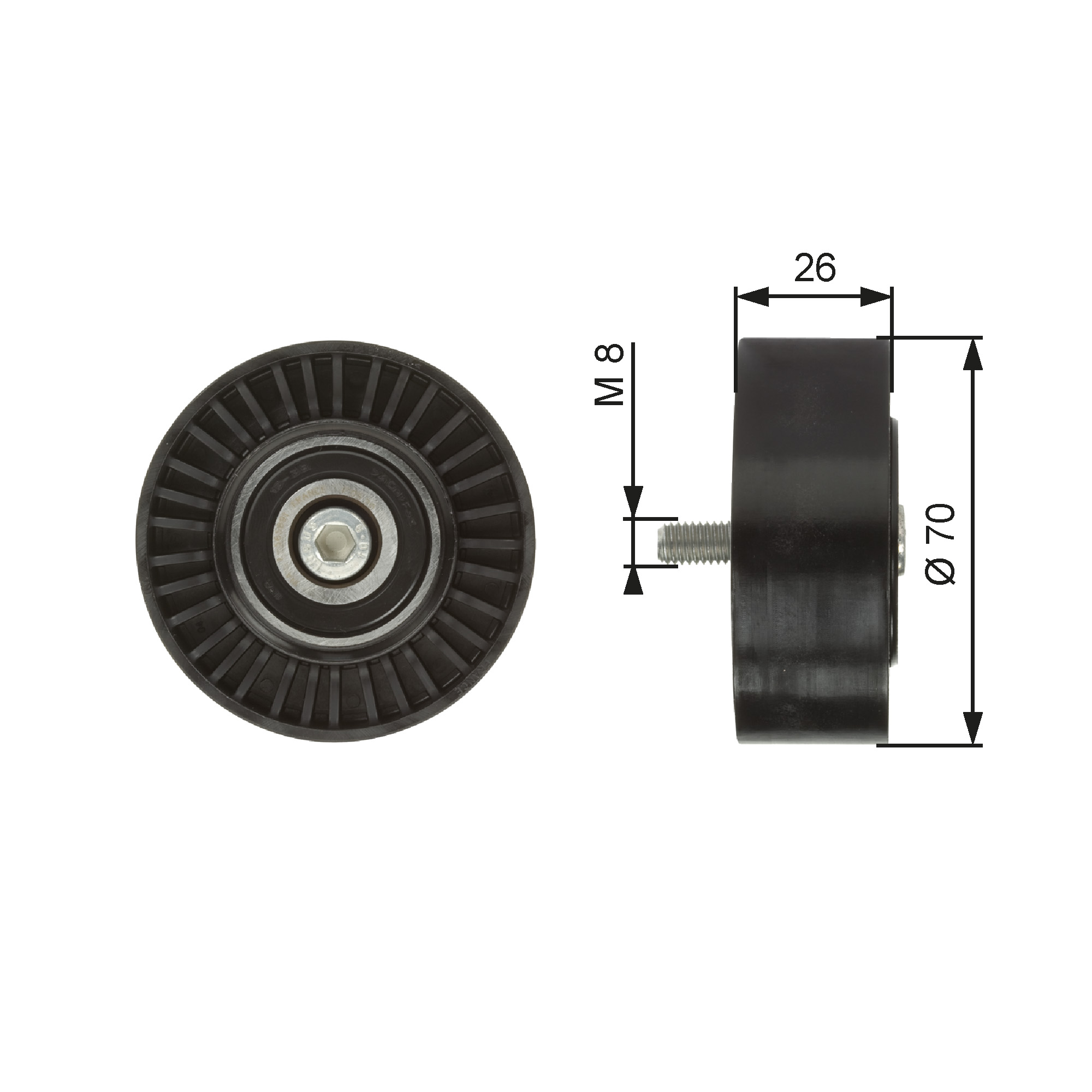Poulie renvoi/transmission, courroie trapézoïdale à nervures DriveAlign® | GATES
