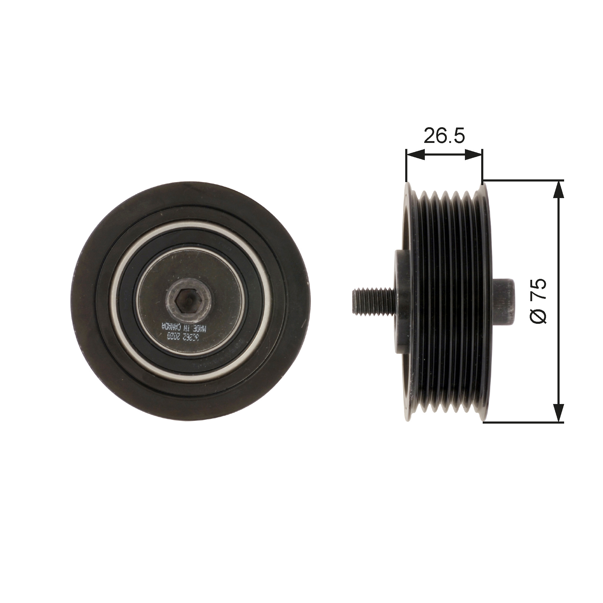 Poulie renvoi/transmission, courroie trapézoïdale à nervures DriveAlign® | GATES