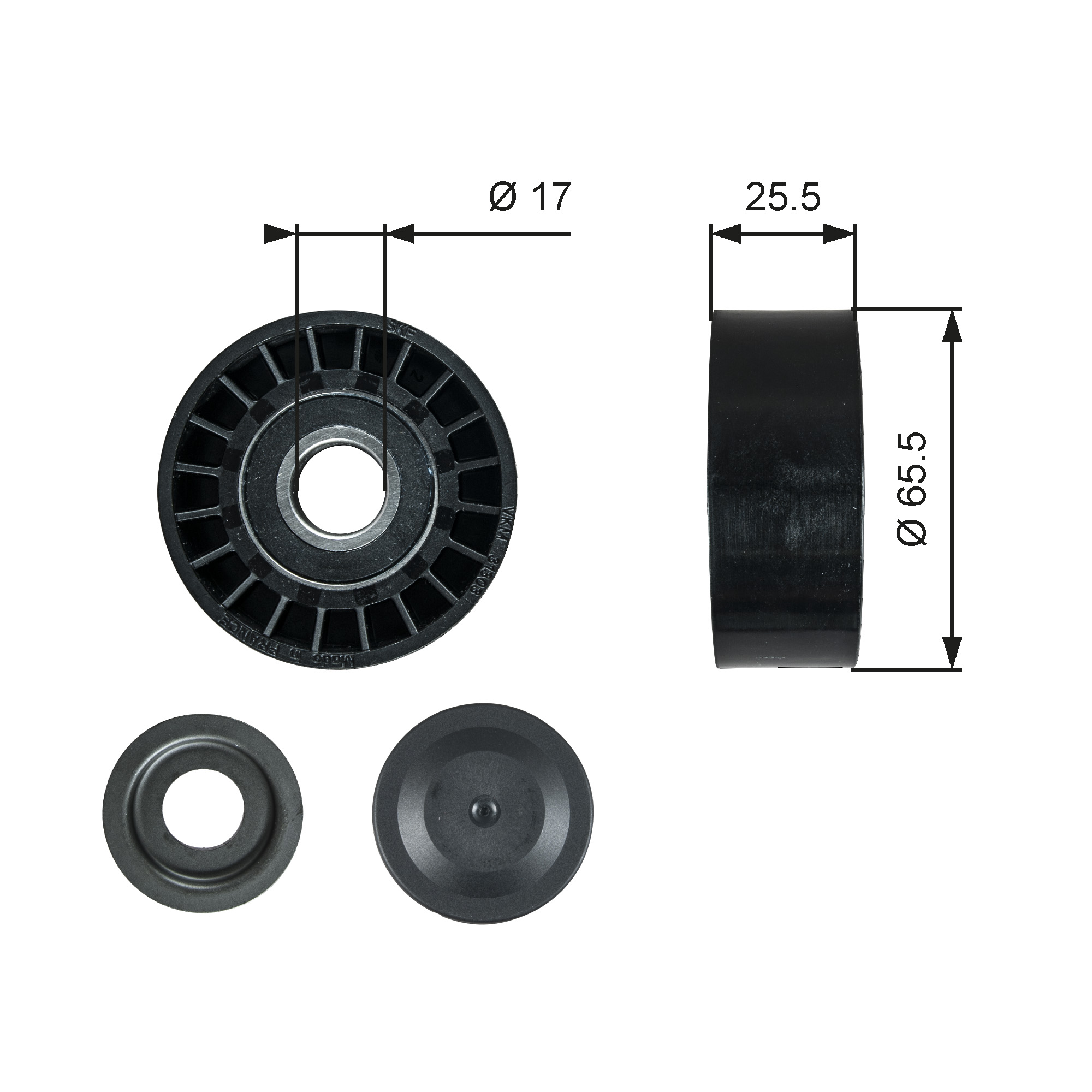 Poulie renvoi/transmission, courroie trapézoïdale à nervures DriveAlign® | GATES