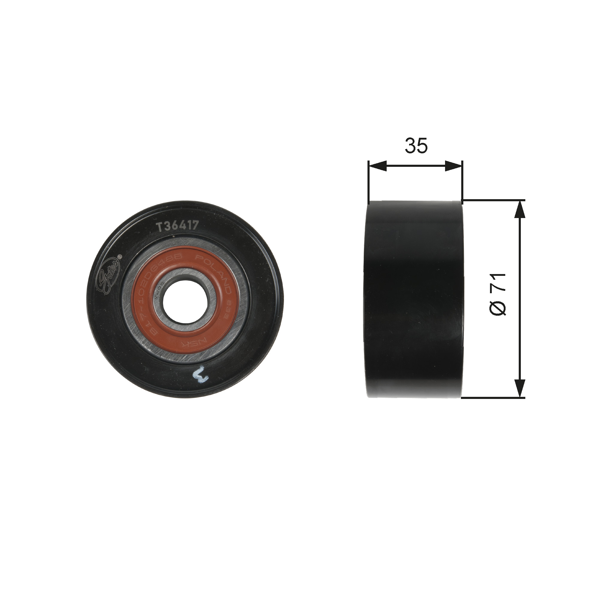 Poulie renvoi/transmission, courroie trapézoïdale à nervures DriveAlign® | GATES