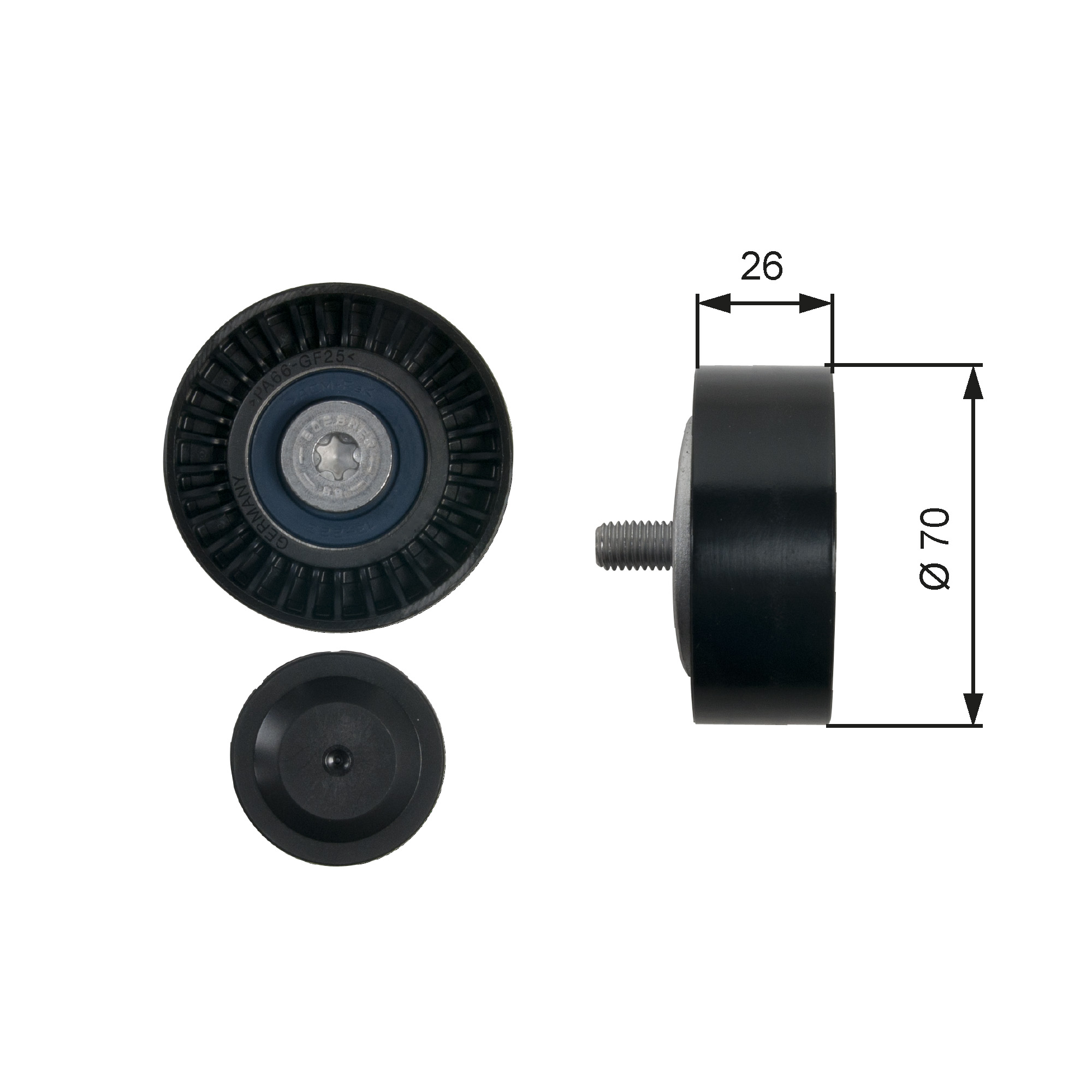 Poulie renvoi/transmission, courroie trapézoïdale à nervures DriveAlign® | GATES