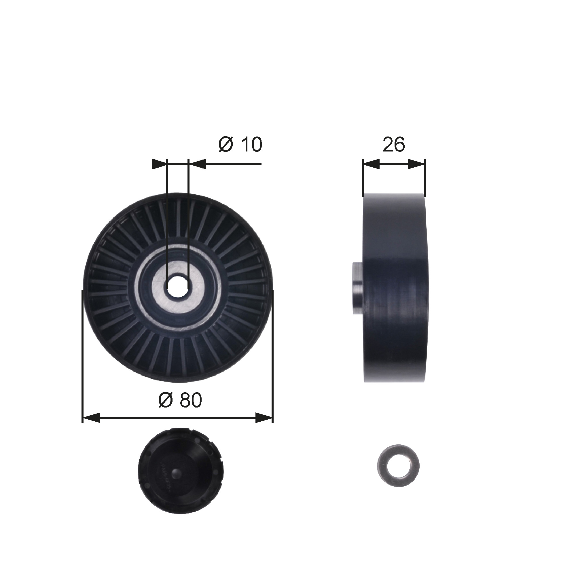 Poulie renvoi/transmission, courroie trapézoïdale à nervures DriveAlign® | GATES