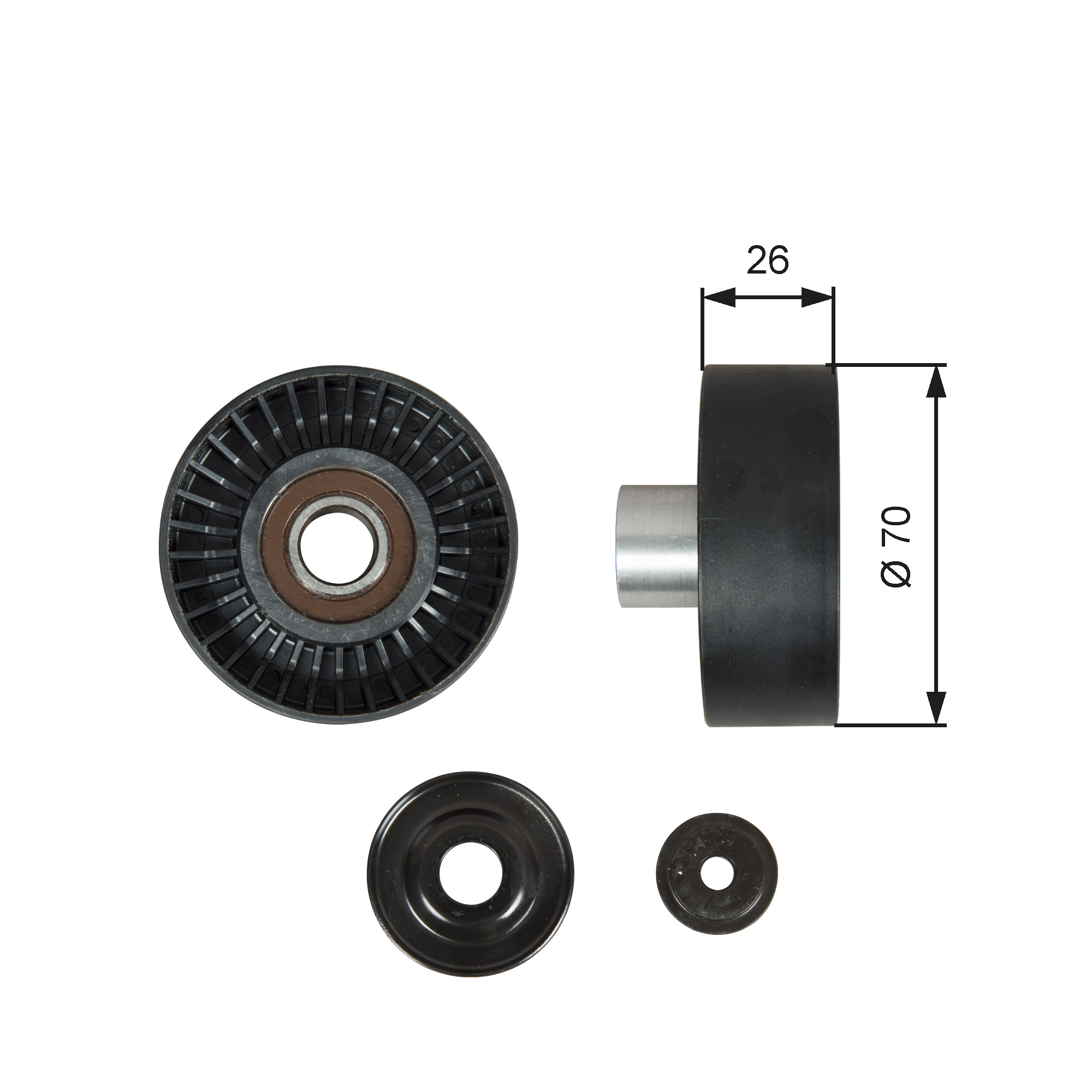 Poulie renvoi/transmission, courroie trapézoïdale à nervures DriveAlign® | GATES