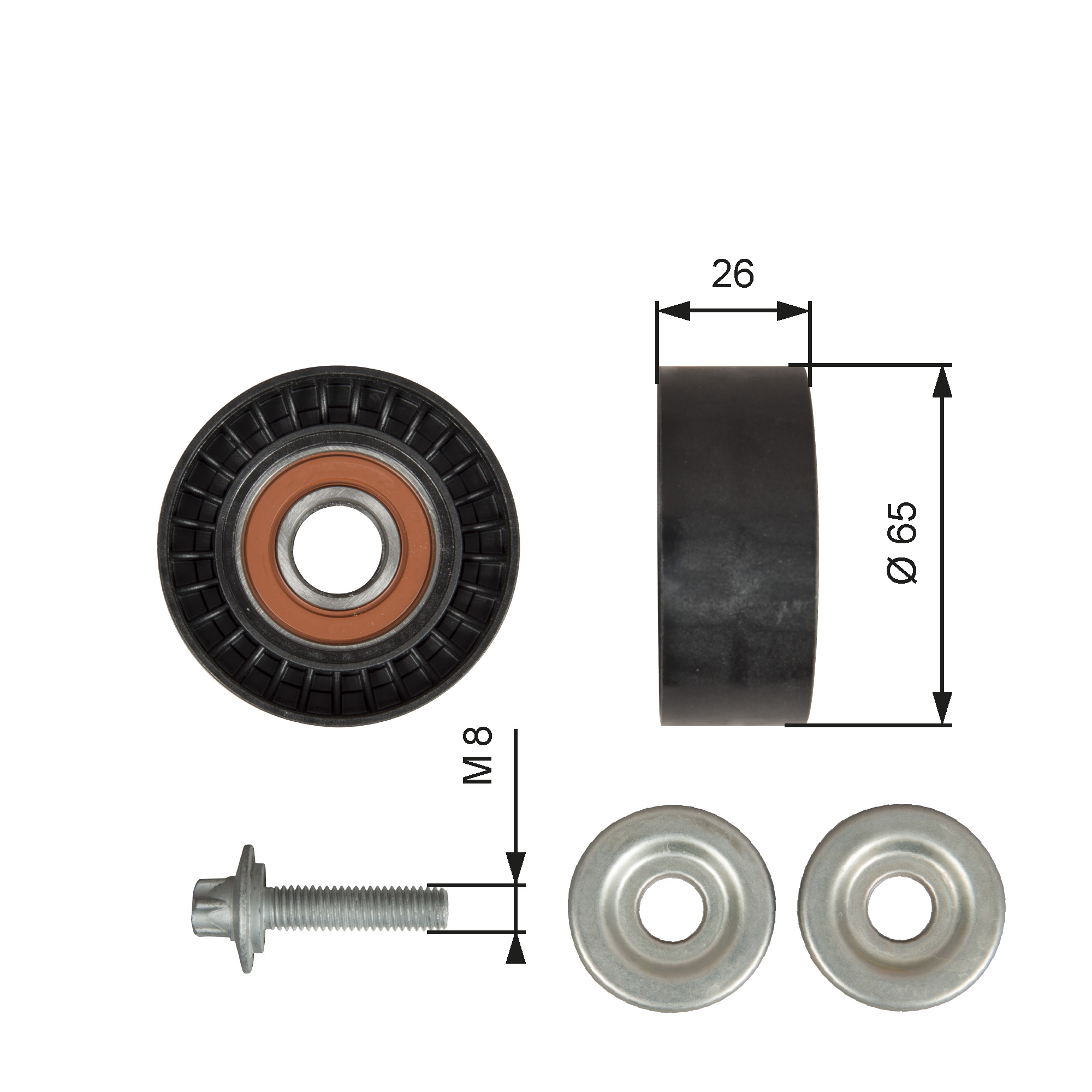 Poulie renvoi/transmission, courroie trapézoïdale à nervures DriveAlign® | GATES