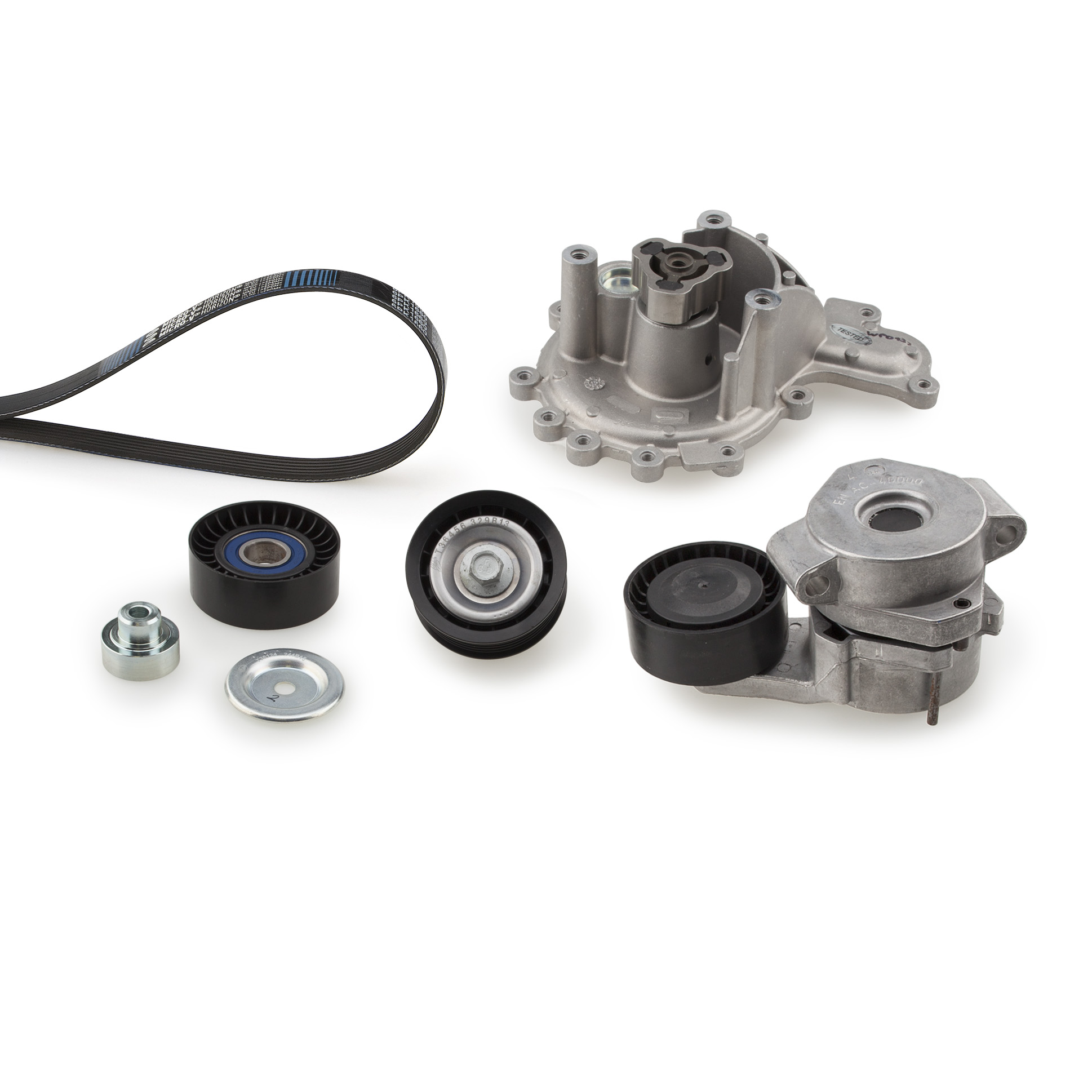 Pompe à eau+Jeu de courroie trapézoïdale à nervures Micro-V® Kit | GATES