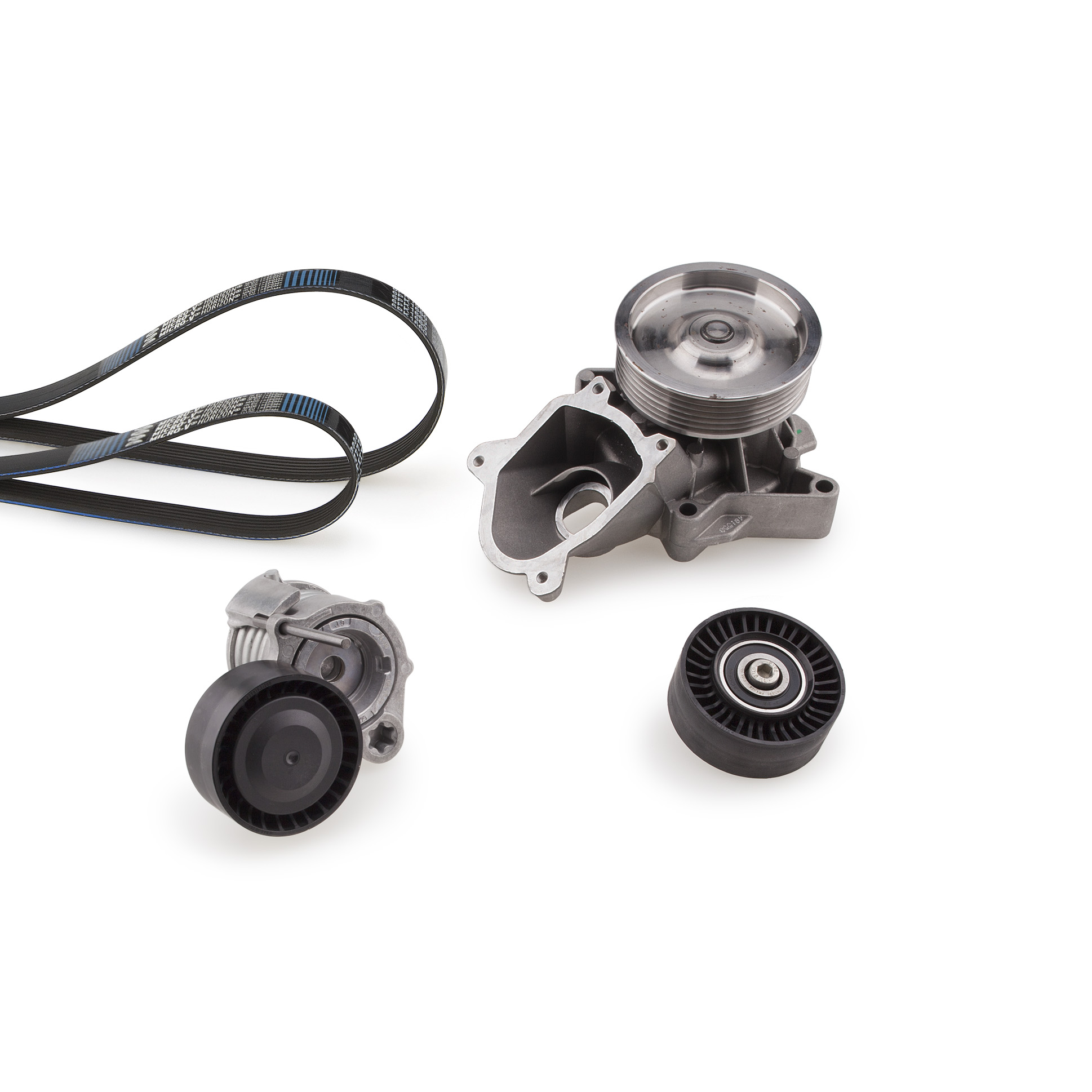 Pompe à eau+Jeu de courroie trapézoïdale à nervures Micro-V® Kit | GATES