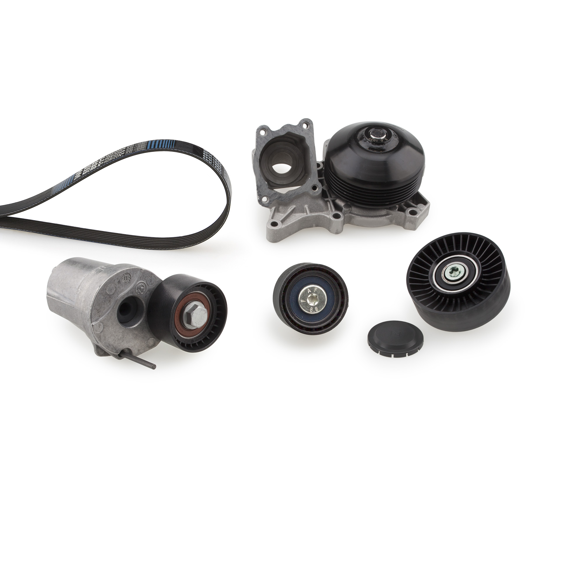 Pompe à eau+Jeu de courroie trapézoïdale à nervures Micro-V® Kit | GATES