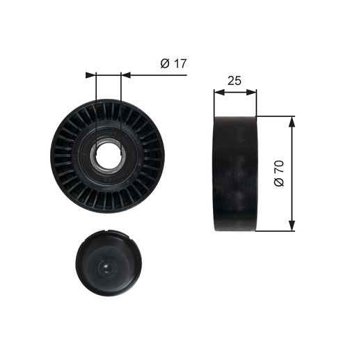 Image du produit pour Poulie renvoi/transmission, courroie trapézoïdale à nervures DriveAlign®