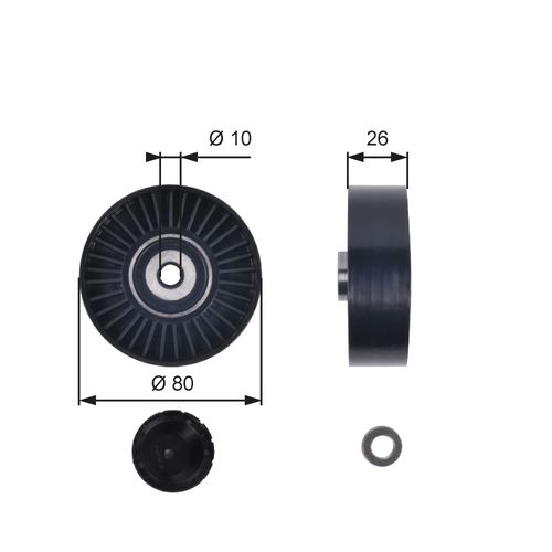 Image du produit pour Poulie renvoi/transmission, courroie trapézoïdale à nervures DriveAlign®
