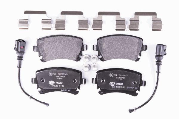 Jeu de 4 plaquettes de frein | HELLA PAGID