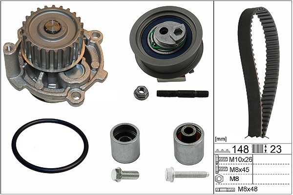 Pompe à eau + kit de courroie de distribution | INA